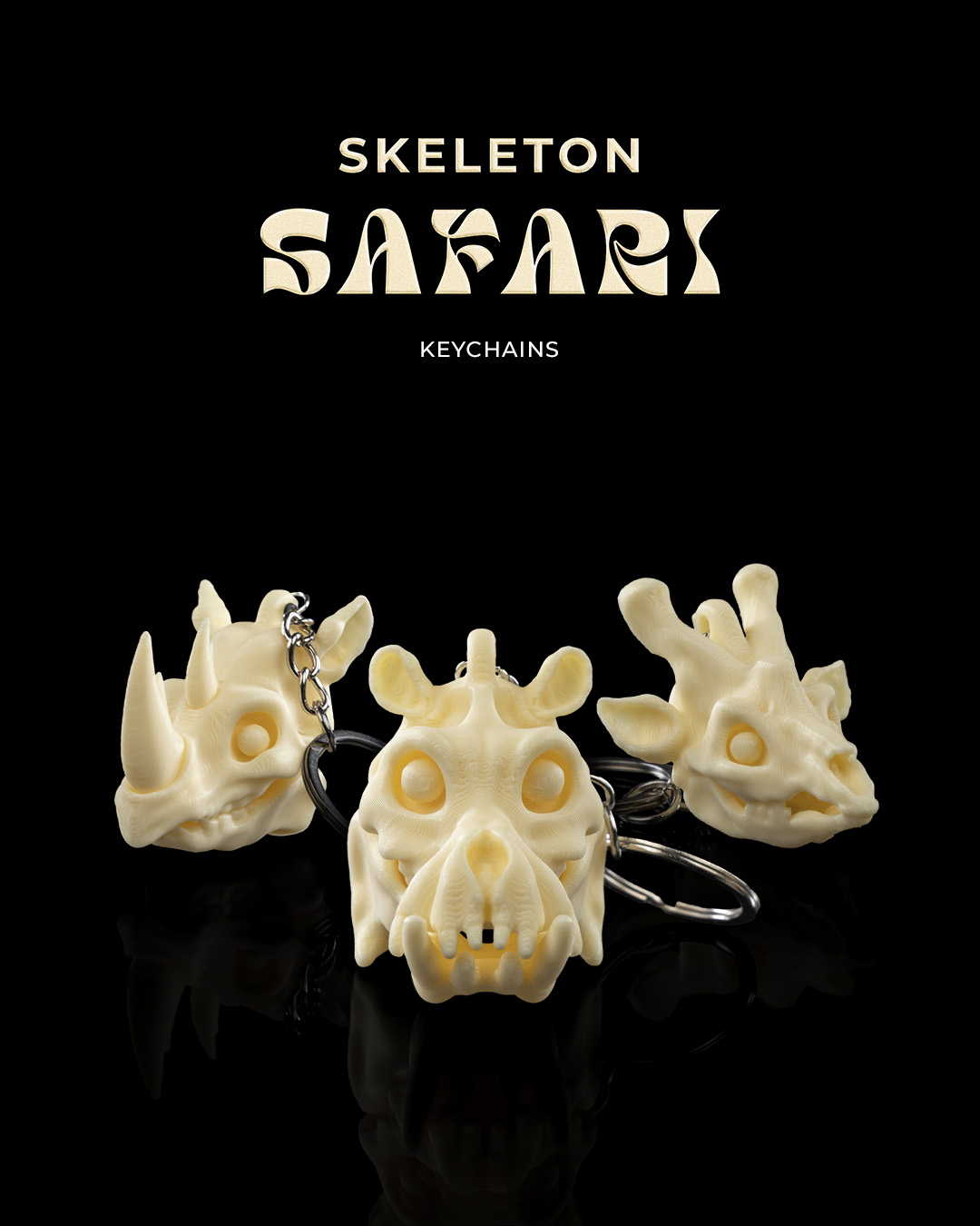 Skeleton Safari Keychains